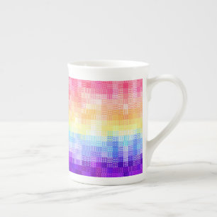 Retro Boho Funky Quirky Xenogender Plaid Pride Bone China Mug