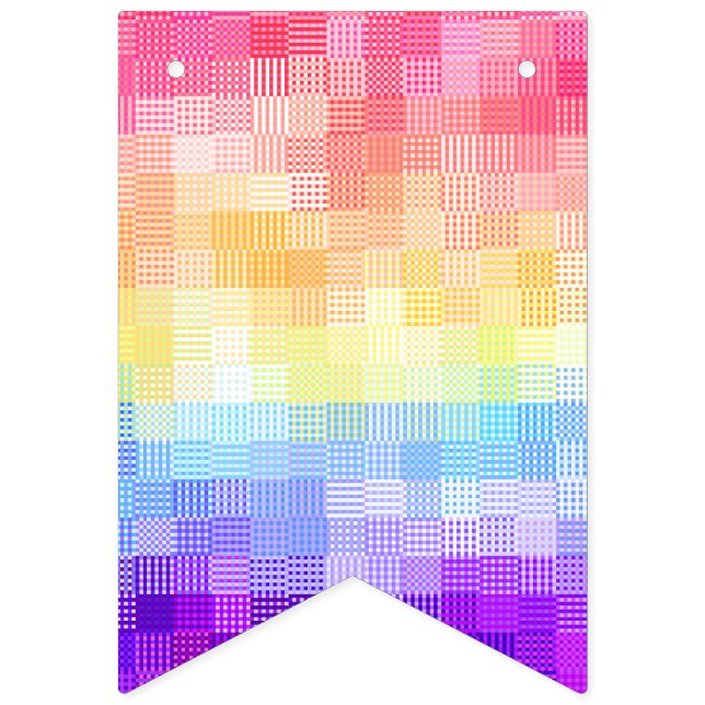 Retro Boho Funky Quirky Xenogender Plaid Pride Bunting (First Flag)