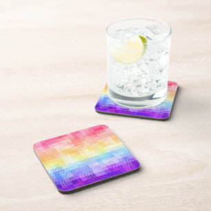 Retro Boho Funky Quirky Xenogender Plaid Pride Coaster