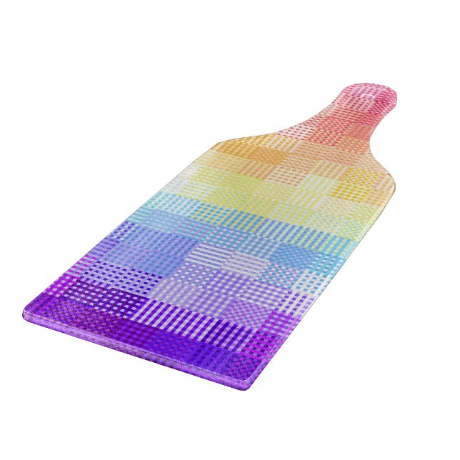 Retro Boho Funky Quirky Xenogender Plaid Pride Cutting Board (Corner)
