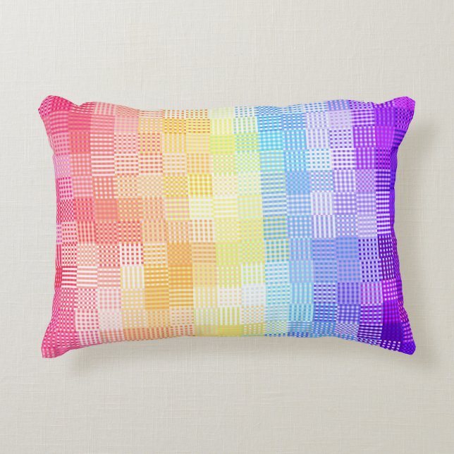 Retro Boho Funky Quirky Xenogender Plaid Pride Decorative Cushion (Front)