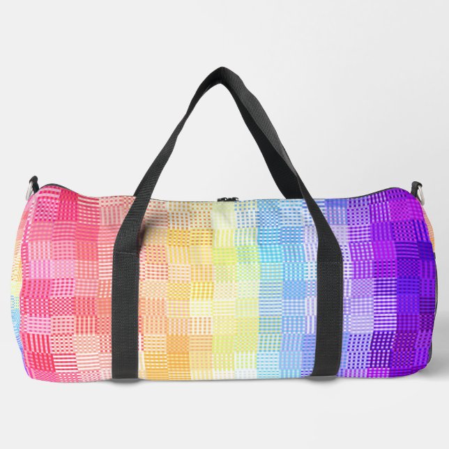 Retro Boho Funky Quirky Xenogender Plaid Pride Duffle Bag (Front)