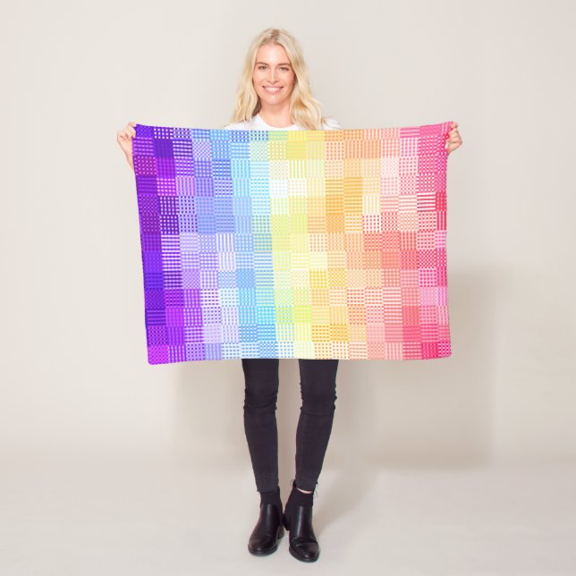 Retro Boho Funky Quirky Xenogender Plaid Pride Fleece Blanket (In Situ)