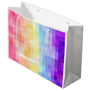 Retro Boho Funky Quirky Xenogender Plaid Pride Large Gift Bag