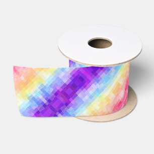 Retro Boho Funky Quirky Xenogender Plaid Pride Satin Ribbon
