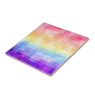 Retro Boho Funky Quirky Xenogender Plaid Pride Tile