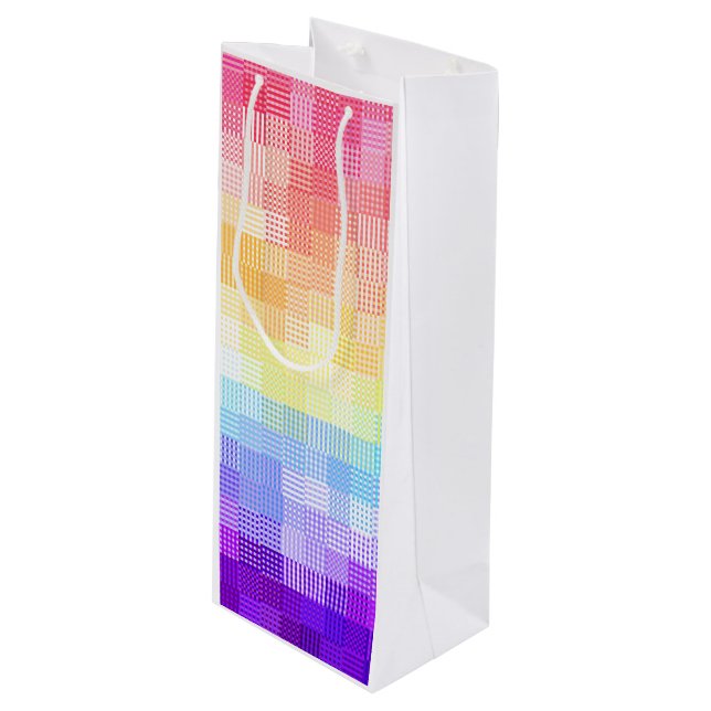 Retro Boho Funky Quirky Xenogender Plaid Pride Wine Gift Bag (Front Angled)