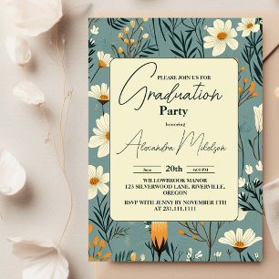 Retro Boho Graduation Party Invitation