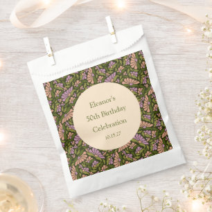Retro Boho Green Cute Floral Custom 50th Birthday Favour Bags