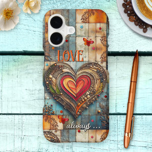 Retro Boho Heart Abstract Art Phone Case