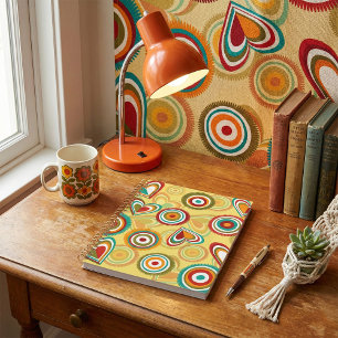 Retro Boho Hearts and Circles 70s Groovy Pattern  Planner