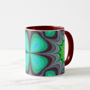 Retro Boho Hippie Green Clover Psychedelic Mandala Mug