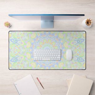 Retro Boho Hippie Vintage Trippy Pastel Mandala   Desk Mat