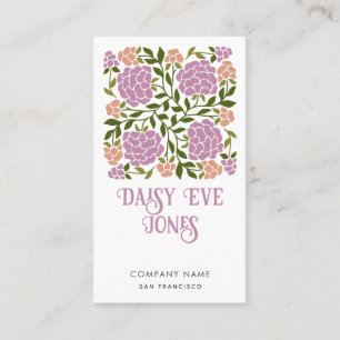 Retro Boho Lilac and Greenery Floral  Business Card