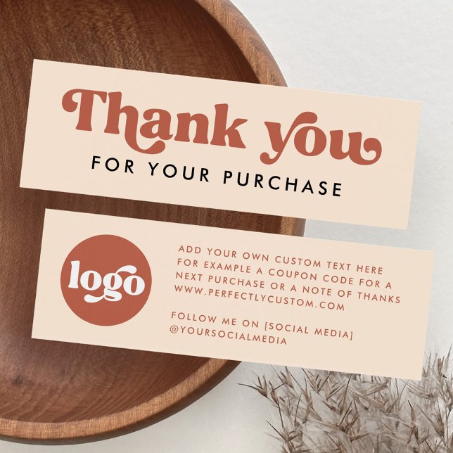 Retro boho logo terracotta thank you insert card (Retro boho logo terracotta thank you insert card)
