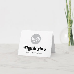 Retro boho logo white elegant thank you card