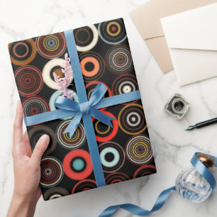 Retro Boho Multicolor Circle Wrapping Paper