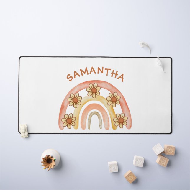 Retro Boho Personalised  Desk Mat (Kids Table)