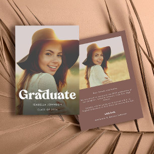 Retro Boho Photo Graduation Announcement
