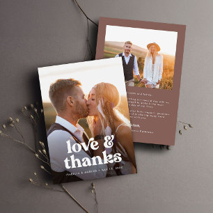 Retro Boho Photo Wedding Thank You Card