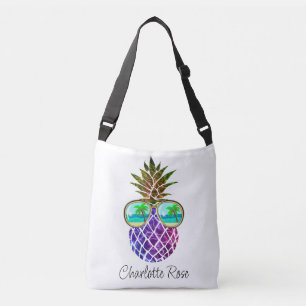 Retro boho pineapple with sunglasses crossbody bag