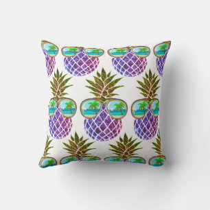 Retro boho pineapple with sunglasses cushion