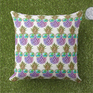 Retro boho pineapple with sunglasses cushion