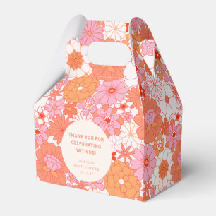 Retro Boho Pink Floral Custom Baby Shower Thanks Favour Box