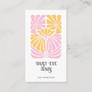 Retro Boho Pink Gold Orange Floral Business Card