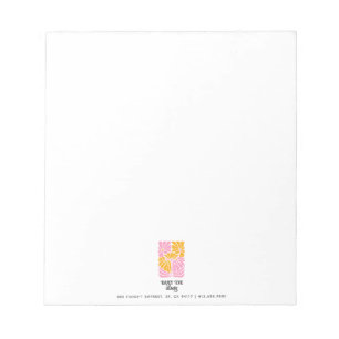 Retro Boho Pink Gold Orange Floral Notepad