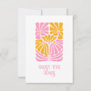 Retro Boho Pink Orange Gold Floral Card