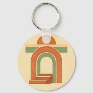 Retro Boho Rainbow Arch Minimalist Design Key Ring