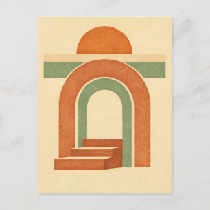 Retro Boho Rainbow Arch Minimalist Design Postcard
