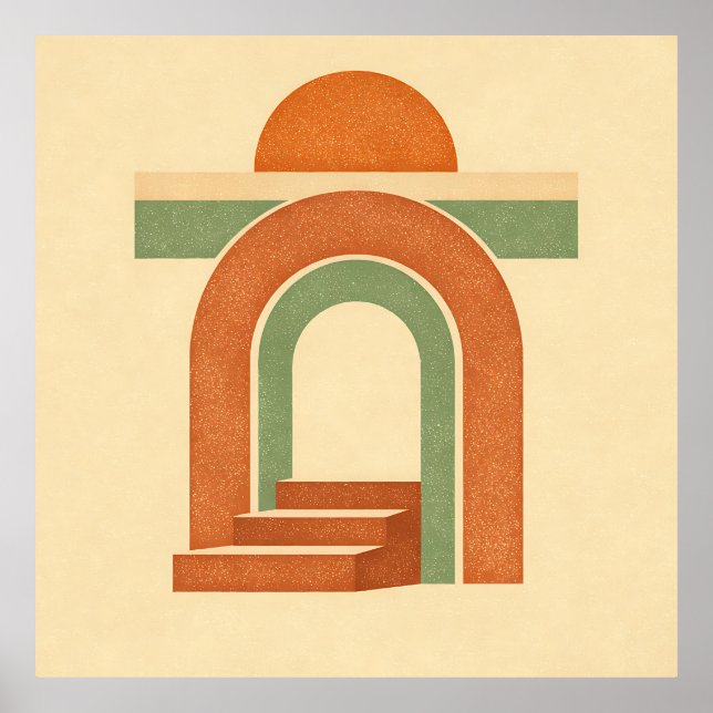 Retro Boho Rainbow Arch Minimalist Design Poster (Front)