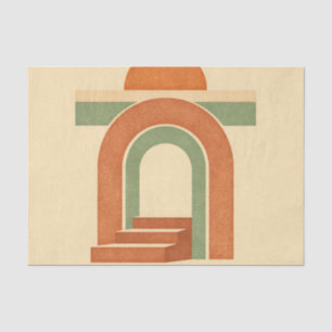 Retro Boho Rainbow Arch Minimalist Design Tissue Paper