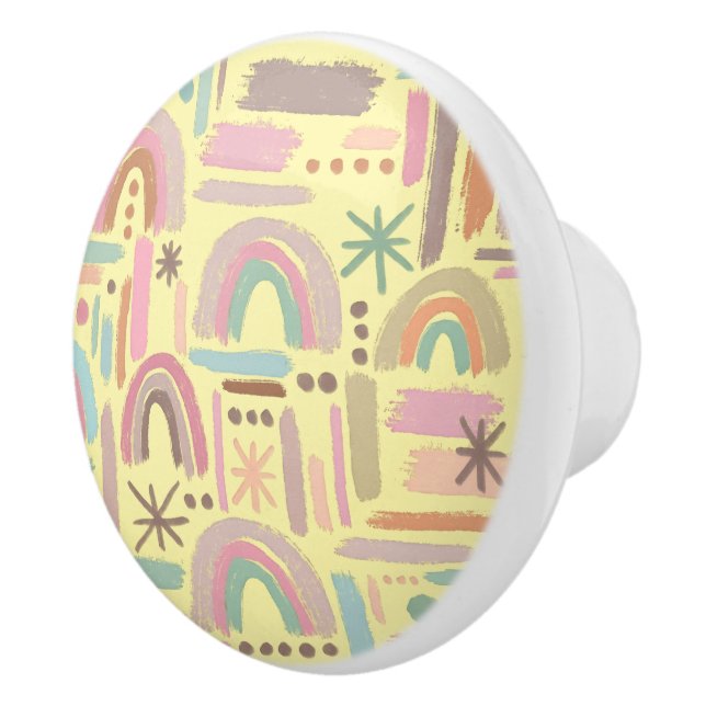 Retro Boho Rainbow Ceramic Knob (Right)