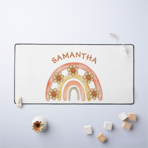 Retro Boho Rainbow Name Desk Mat