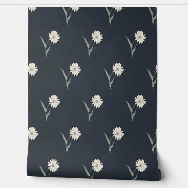 Retro Boho Scattered Wildflower Daisy Pattern  Wallpaper (Unrolling)