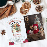 Retro Boho Snowman Christmas Tree Birthday Photo Invitation<br><div class="desc">Retro Boho Snowman Christmas Tree Birthday Photo Invitation</div>