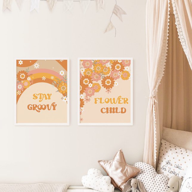 Retro boho stay groovy flower child nursery (Creator Uploaded)