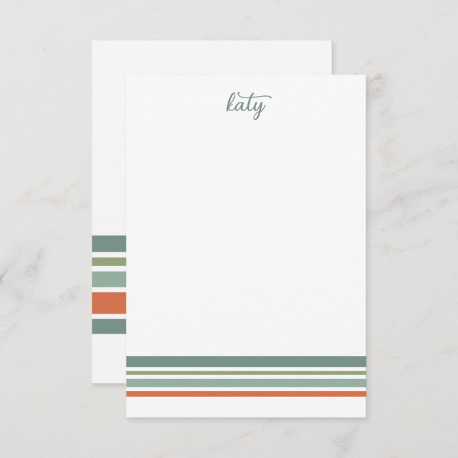 Retro Boho Striped Minimalist  Card (Front/Back)