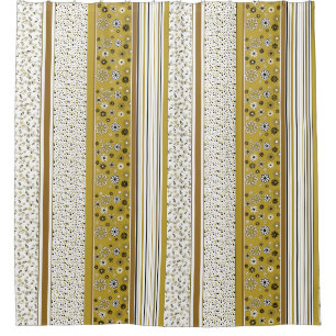 Retro BOHO Stripes Gold Shower Curtain