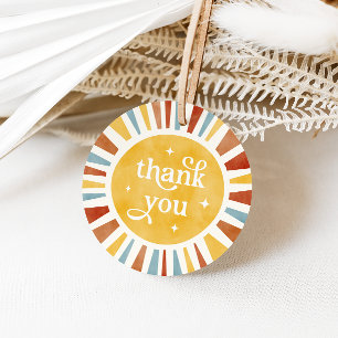 Retro Boho Sun Burst Thank You Favour Tags
