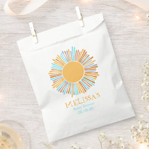 Retro boho sun here comes the sun thank you favour bags