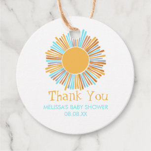 Retro Boho Sun Here Comes The Sun Thank You Favour Tags
