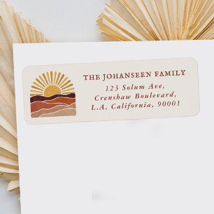 Retro Boho Sun Landscape Sunset Return Address