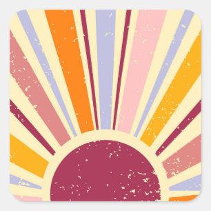 Retro boho sun square sticker