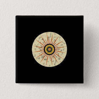 Retro Boho Sunburst Design 15 Cm Square Badge