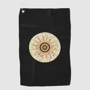 Retro Boho Sunburst Design Golf Towel