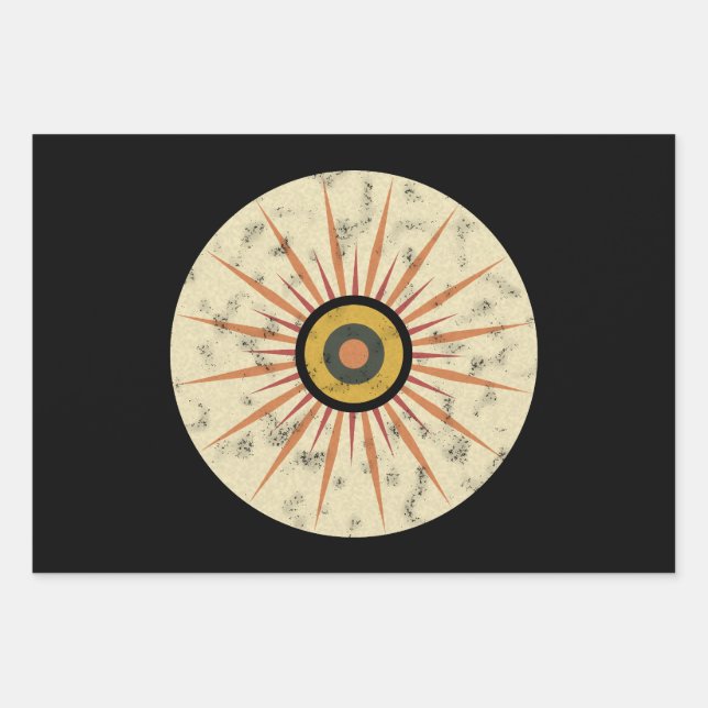 Retro Boho Sunburst Design Wrapping Paper Sheet (Front)